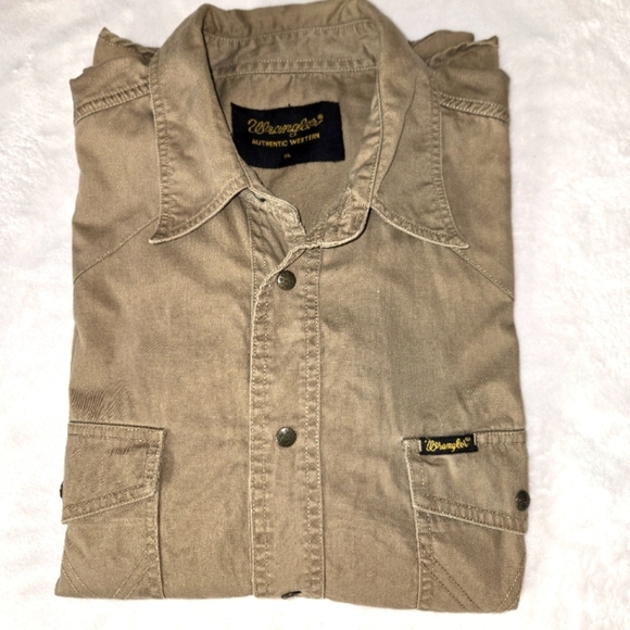 Y2K Wrangler Western Men's Shirt in Tan XL Metal Snap - Picture 1 of 10